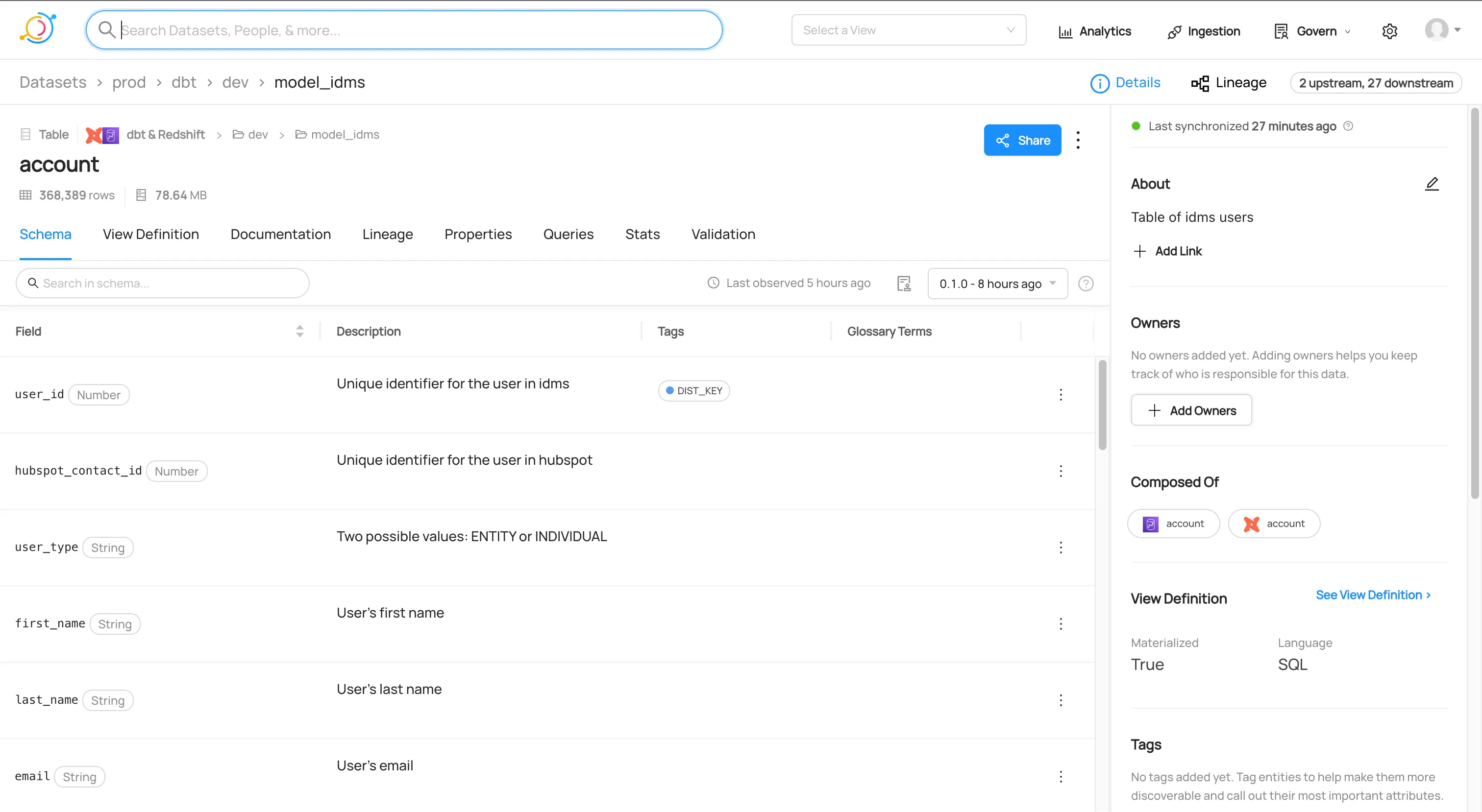 Model Metadata Descriptions